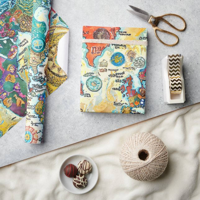 Weltkarte  geschenkpapier (Kunsthandwerk)