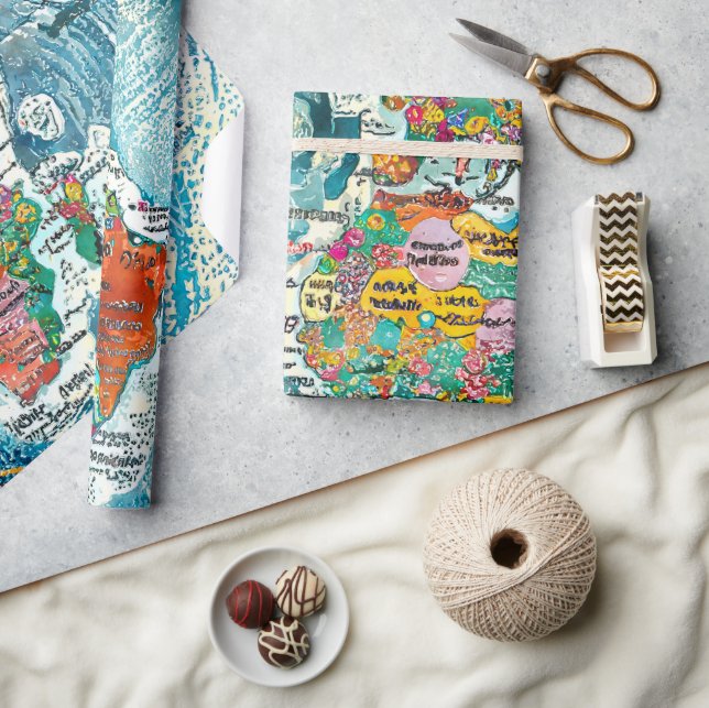 Weltkarte  geschenkpapier (Kunsthandwerk)