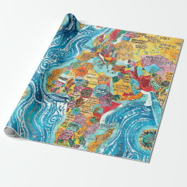 Weltkarte  geschenkpapier