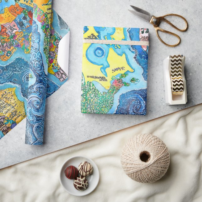 Weltkarte  geschenkpapier (Kunsthandwerk)