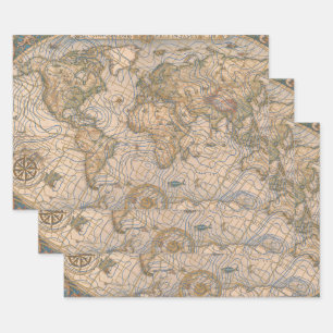 Weltkarte Geschenkpapier Set