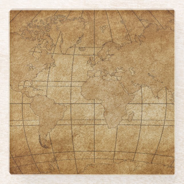 Weltkarte: Global Exploration Guide Glasuntersetzer (Vorderseite)