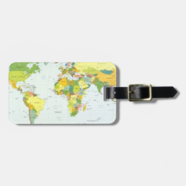 Weltkarte Globus Länderatlas Gepäckanhänger (Vorderseite horizontal)