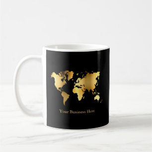 Weltkarte Gold/Schwarz Kaffeetasse