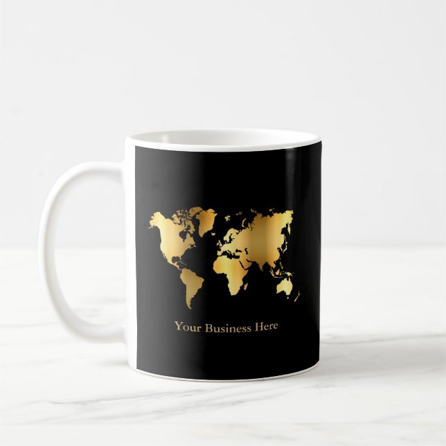 Weltkarte Gold/Schwarz Kaffeetasse (Links)