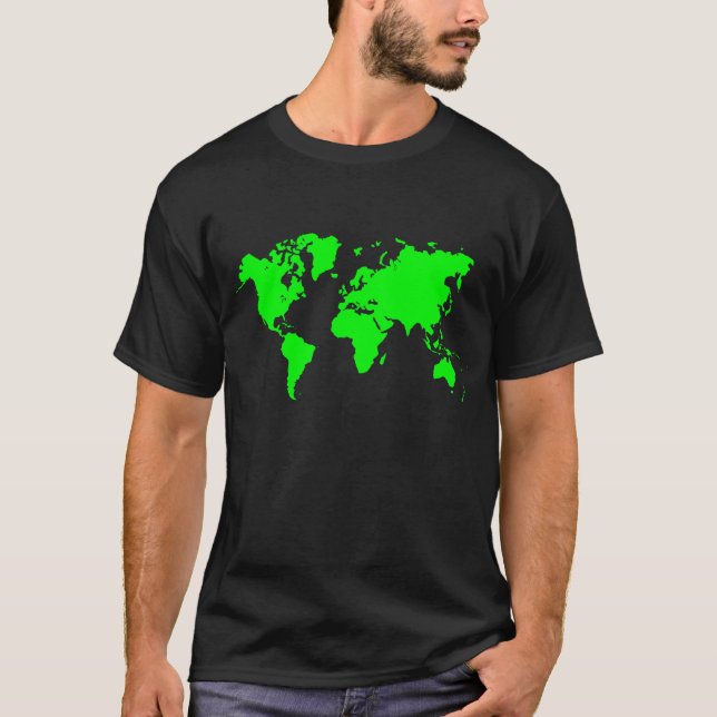 Weltkarte - Grün T-Shirt (Vorderseite)