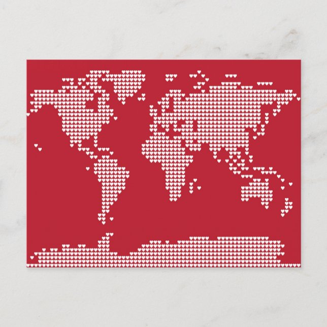 Weltkarte - Herz Postkarte (Vorderseite)