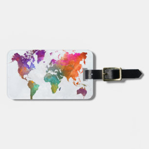 Weltkarte im Aquarell Gepäckanhänger