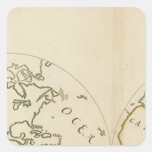 Weltkarte in 4 Teilen Quadratischer Aufkleber