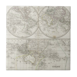 Weltkarte in zwei Hemisphären Fliese