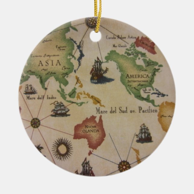 Weltkarte Keramikornament (Vorne)