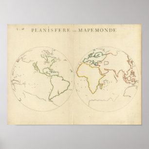 Weltkarte Kontur 2 Poster