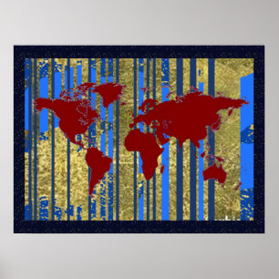 Weltkarte Kunstdekor Poster