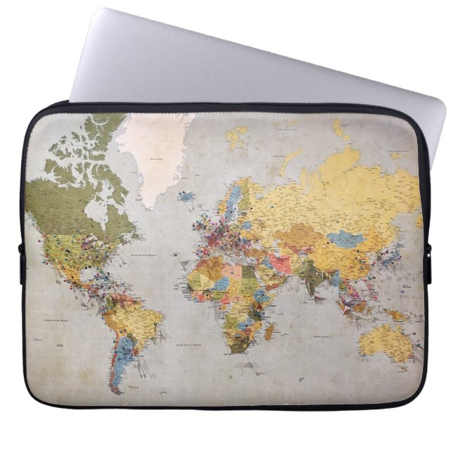 Weltkarte Laptopschutzhülle (Vorderseite)
