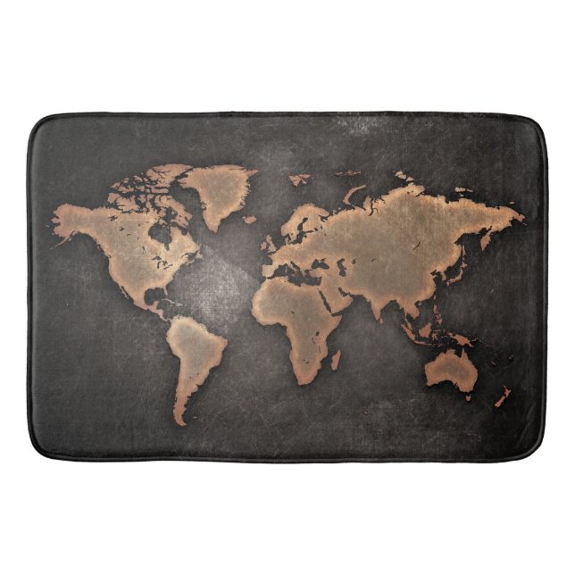 Weltkarte Leder geographisch braun Badematte (Vorderseite)
