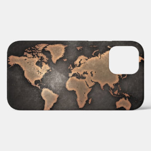 Weltkarte Leder geographisch braun Case-Mate iPhone Hülle