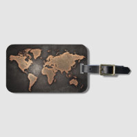 Weltkarte Leder geographisch braun
