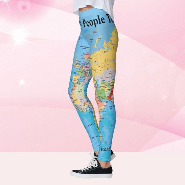 Weltkarte Leggings IHR NAME Yoga Pants S to XL (Von Creator hochgeladen)