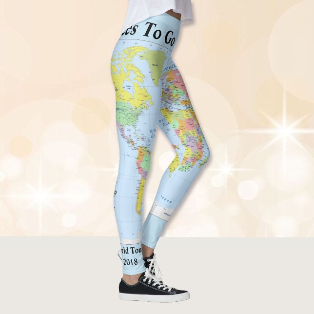 Weltkarte Leggings IHR NAME Yoga Pants S to XL (Von Creator hochgeladen)