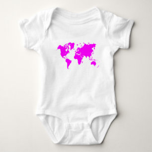 Weltkarte - Magenta Baby Strampler