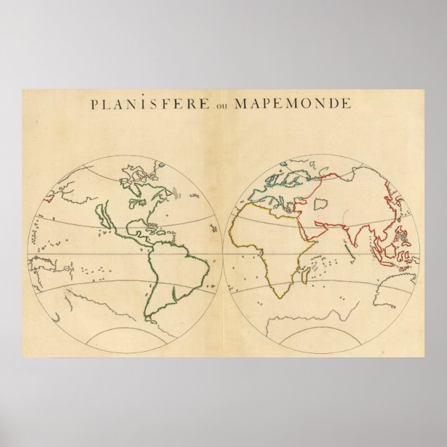 Weltkarte mit 5 Zonen Poster (Vorne)