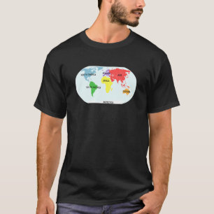 Weltkarte mit allen 7 Kontinenten Geografie-Lehrer T-Shirt