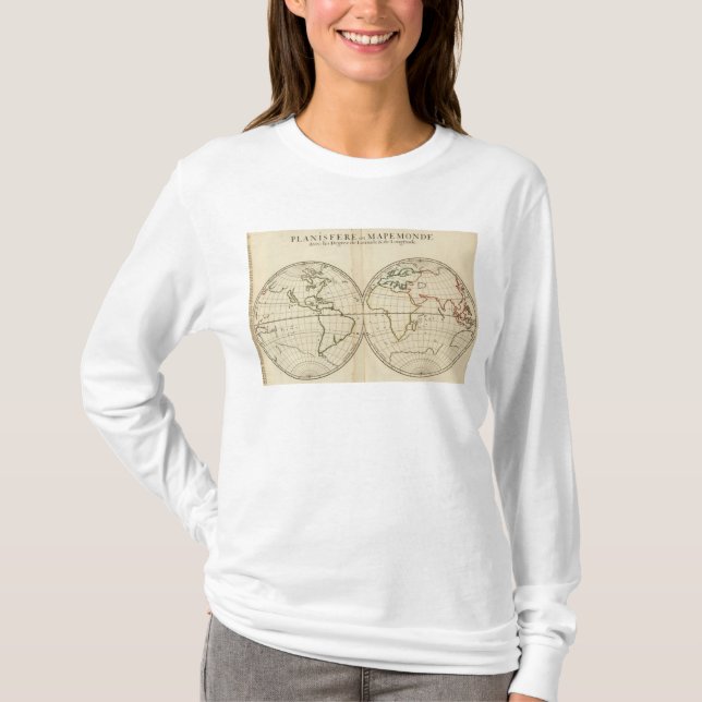Weltkarte mit Breite und Longititude T-Shirt (Vorderseite)