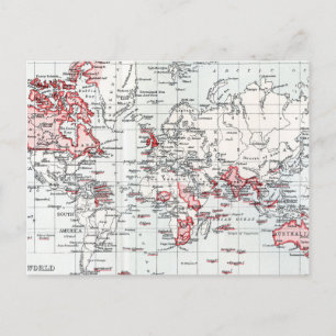 Weltkarte mit britischen Sitzungsszenarien im Jahr Postkarte