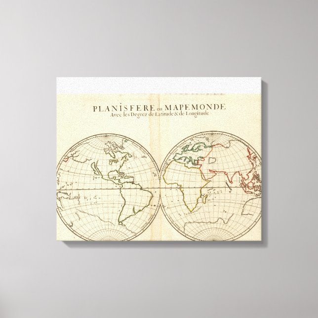 Weltkarte mit Latitude und Longititude Leinwanddruck (Vorderseite)