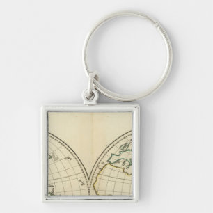 Weltkarte mit Latitude und Longititude Schlüsselanhänger