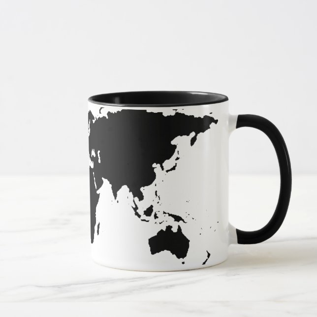 Weltkarte mit schwarzer Grafik Tasse (Rechts)