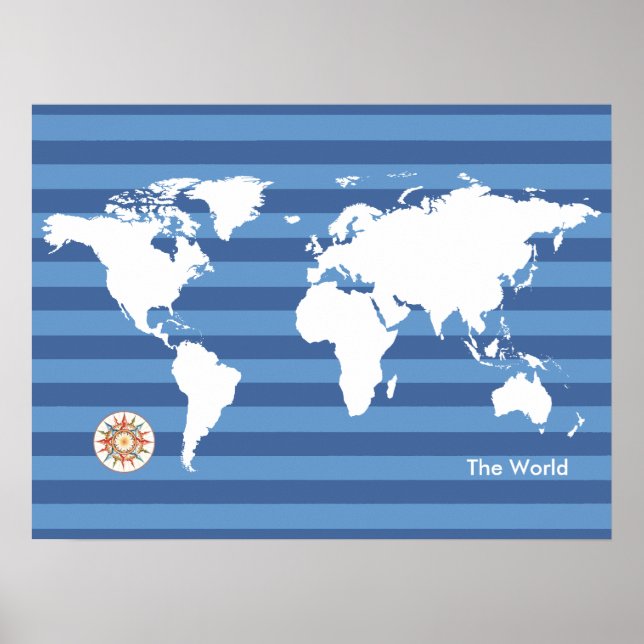 Weltkarte mit Streifen Poster (Vorne)
