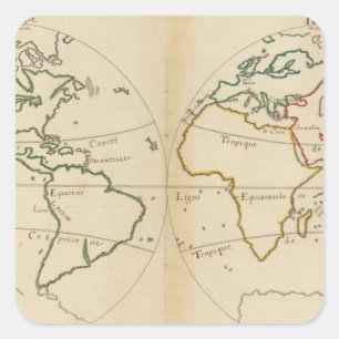 Weltkarte mit Tropen Quadratischer Aufkleber