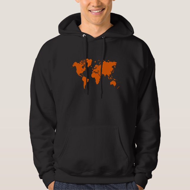 Weltkarte - Orange Hoodie (Vorderseite)