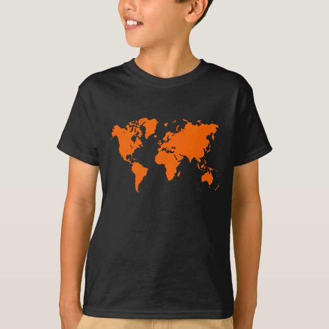 Weltkarte - Orange T-Shirt (Vorderseite)