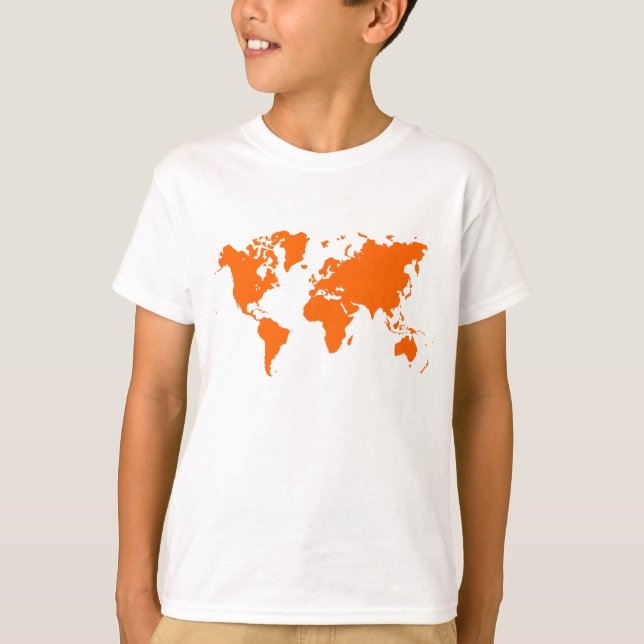 Weltkarte - Orange T-Shirt (Vorderseite)