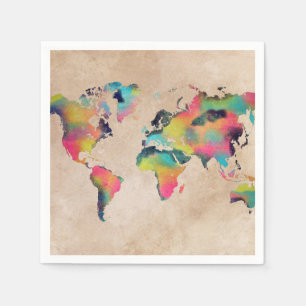 Weltkarte Papier Napkins Serviette