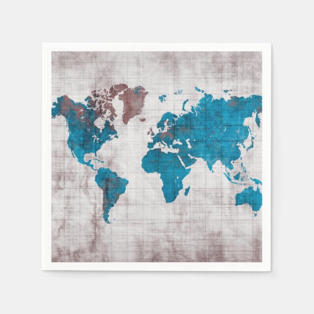 Weltkarte Papier Napkins Serviette (Vorderseite)