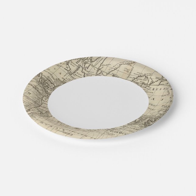 Weltkarte Pappteller (Schrägansicht)