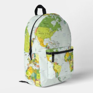 Weltkarte Politische Atlas Poster: Moderne Dekorat Bedruckter Rucksack