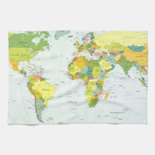 Weltkarte Politische Atlas Poster: Moderne Dekorat Geschirrtuch