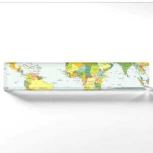Weltkarte Politische Atlas Poster: Moderne Dekorat Namensplakette