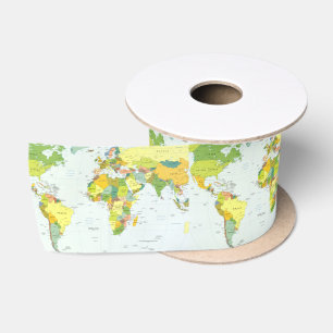 Weltkarte Politische Atlas Poster: Moderne Dekorat Satinband