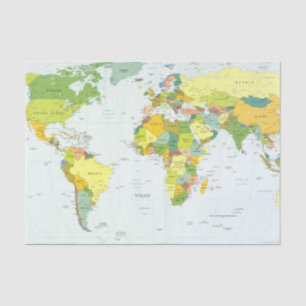 Weltkarte Politische Atlas Poster: Moderne Dekorat Seidenpapier