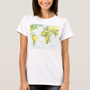 Weltkarte Politische Atlas Poster: Moderne Dekorat T-Shirt
