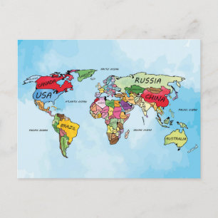 Weltkarte Postkarte