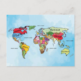 Weltkarte Postkarte