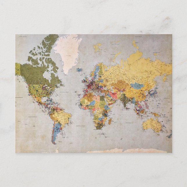 Weltkarte Postkarte (Vorderseite)