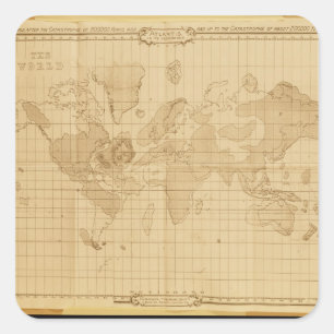 Weltkarte Quadratischer Aufkleber