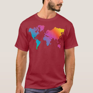 Weltkarte Reise Länder Geographie Farb Kunst T-Shirt